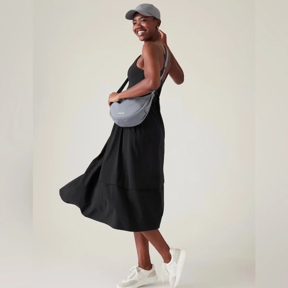 NWT-Athleta Black Elation V-Neck Hybrid Dress, Extra Large - Picture 3 of 7